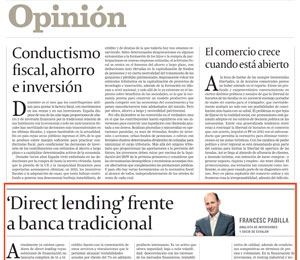 ESVALOR en el diario CINCO DIAS: el valor del direct lending en el mercado de financiación alternativa